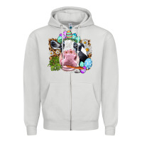 Dove Grey Happy Easter Cow with eggs Easter Day Zipper Hoodie - HowdyJamesFarm
