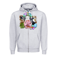 Heather Grey Happy Easter Cow with eggs Easter Day Zipper Hoodie - HowdyJamesFarm
