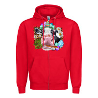 Red Happy Easter Cow with eggs Easter Day Zipper Hoodie - HowdyJamesFarm