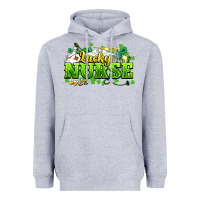 Heather Grey Lucky Nurse St. Patrick's Day Heavyweight Hoodie - HowdyJamesFarm