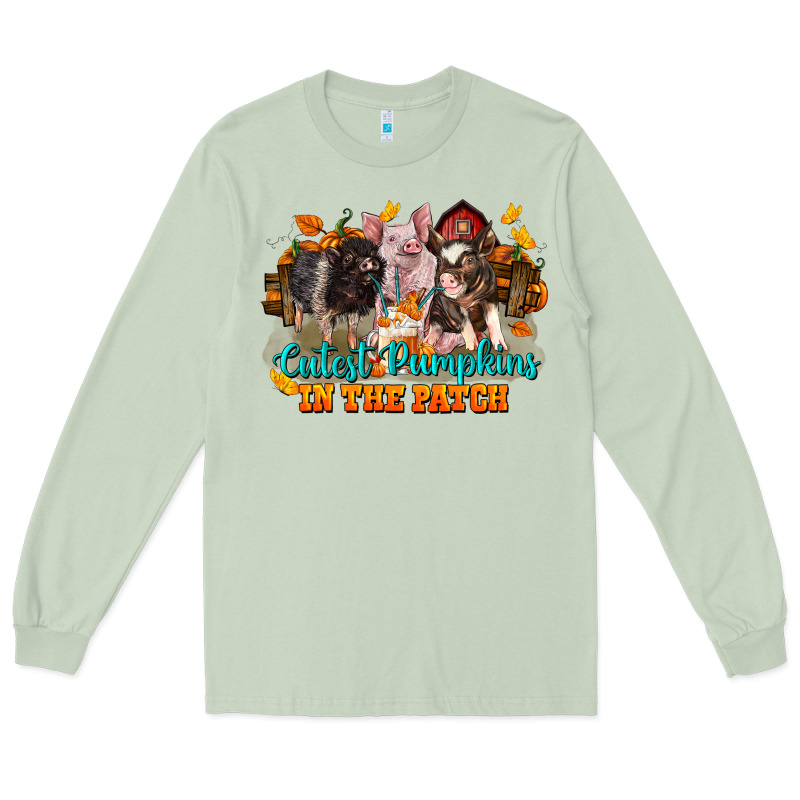 Fall Cutest Pumpkin In The Patch Pig Long Sleeve Tee by LillyAllenDesigns | Teevron