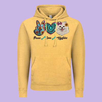 Peace Love Pomeranian Vintage Hoodie Designed By Ranaportraitstore