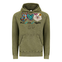 Vintage Olive peace love pomeranian Vintage Hoodie - RanaPortraitStore