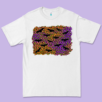 Halloween Leopard Bat Background Premium Tee Designed By Adodesignshop