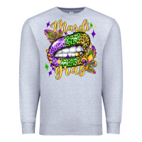 Heather Grey mardi gras with  lip olivia Premium Sweatshirt - OliviaCreatesArt