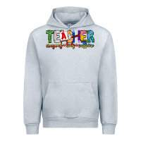 Heather Grey Teacher Cryons Kids Caffeine Urban Hoodie - CowhideDigitalArt
