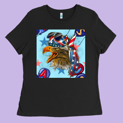 Mullet Eagle With Balloon Seamless Pattern Ladies Tee Designed By Bundleandbundleshop