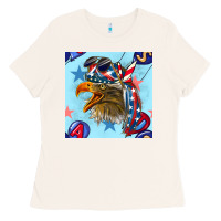 Bone mullet eagle with balloon seamless pattern Ladies Tee - BundleAndBundleShop