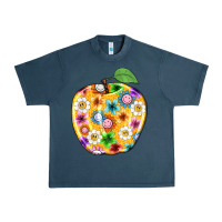 Midnight Navy colorful flora apple teacher Urban Heavy Tee - NancyCooperArtShop