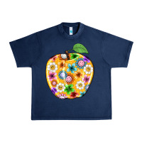 Navy colorful flora apple teacher Urban Heavy Tee - NancyCooperArtShop