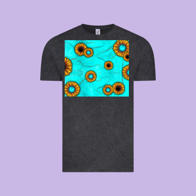 Turquoise Gemstone Sunflower Vintage Tee Designed By Jahusdesignshop