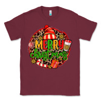 Burgundy merry leopard merry christmas Classic Tee - MaliasSmallBusiness