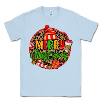 Dusty Blue merry leopard merry christmas Classic Tee - MaliasSmallBusiness
