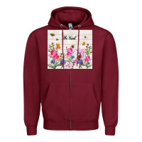 Burgundy be kind wildflower Zipper Hoodie - TumblerDesignByShophia