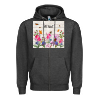 Charcoal Heather be kind wildflower Zipper Hoodie - TumblerDesignByShophia