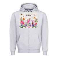 Heather Grey be kind wildflower Zipper Hoodie - TumblerDesignByShophia