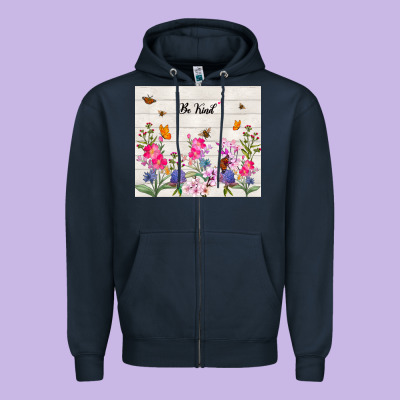 Be Kind Wildflower Zipper Hoodie Designed By Tumblerdesignbyshophia
