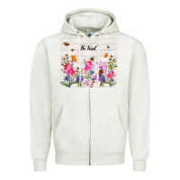 Oatmeal Heather be kind wildflower Zipper Hoodie - TumblerDesignByShophia