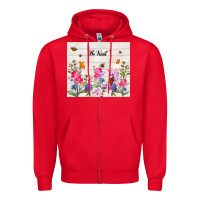 Red be kind wildflower Zipper Hoodie - TumblerDesignByShophia