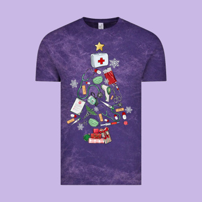 Nurse Christmas Tree Vintage Tee Designed By Maliassmallbusiness