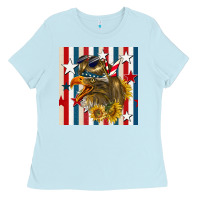 Baby Blue mullet eagle seamless pattern Ladies Tee - BundleAndBundleShop
