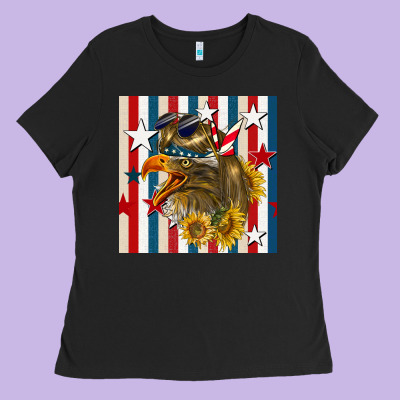 Mullet Eagle Seamless Pattern Ladies Tee Designed By Bundleandbundleshop