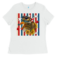 White mullet eagle seamless pattern Ladies Tee - BundleAndBundleShop