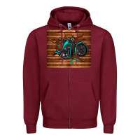 Burgundy woodgrain motorcycle Zipper Hoodie - TumblerDesignByShophia