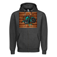 Charcoal Heather woodgrain motorcycle Zipper Hoodie - TumblerDesignByShophia