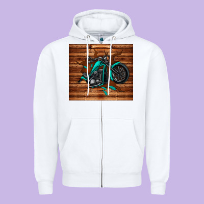 Woodgrain Motorcycle Zipper Hoodie Designed By Tumblerdesignbyshophia