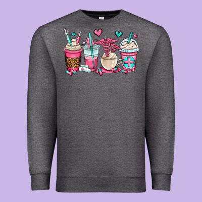 Nurse Coffee Cups Premium Sweatshirt Designed By Oliviacreatesart
