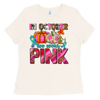 Bone in october we wear pink with pumpkins Ladies Tee - AdoDesignShop