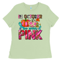 Matcha in october we wear pink with pumpkins Ladies Tee - AdoDesignShop