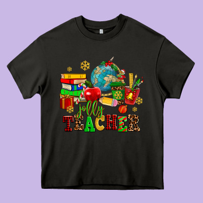 Christmas Jolly Teachers Heavy Core Tee Designed By Adodesignshop