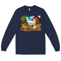 Navy Fall Chicken Long Sleeve Tee - LillyAllenDesigns