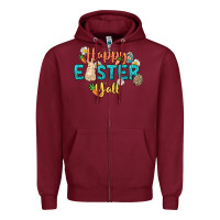 Burgundy Happy Easter y'all Easter Day Zipper Hoodie - HowdyJamesFarm