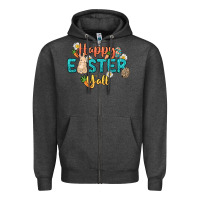 Charcoal Heather Happy Easter y'all Easter Day Zipper Hoodie - HowdyJamesFarm