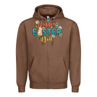 Chestnut Happy Easter y'all Easter Day Zipper Hoodie - HowdyJamesFarm
