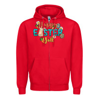 Red Happy Easter y'all Easter Day Zipper Hoodie - HowdyJamesFarm