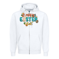White Happy Easter y'all Easter Day Zipper Hoodie - HowdyJamesFarm