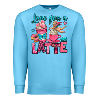 Ocean Blue love you a latte Premium Sweatshirt - OliviaCreatesArt