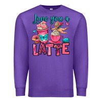 Purple love you a latte Premium Sweatshirt - OliviaCreatesArt