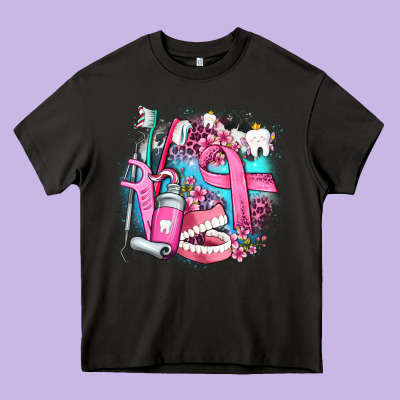 Dental Elements And Cancer With Cowhide And Leopard Heavy Core Tee Designed By Adodesignshop