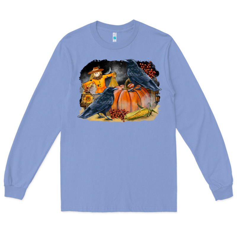 Fall Background With Crow Long Sleeve Tee by LillyAllenDesigns | Teevron