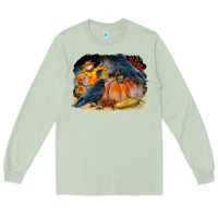 Matcha Fall Background With Crow Long Sleeve Tee - LillyAllenDesigns