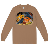 Toasted Coconut Fall Background With Crow Long Sleeve Tee - LillyAllenDesigns