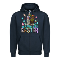 Navy Happy Easter Heifers Easter Day Zipper Hoodie - HowdyJamesFarm