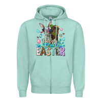 Seafoam Happy Easter Heifers Easter Day Zipper Hoodie - HowdyJamesFarm