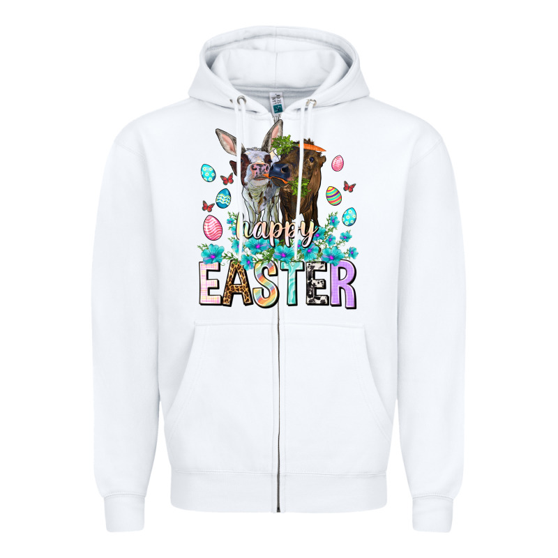 Happy Easter Heifers Easter Day Zipper Hoodie by HowdyJamesFarm | Teevron
