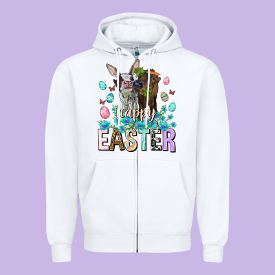 Happy Easter Heifers Easter Day Zipper Hoodie Designed By Howdyjamesfarm